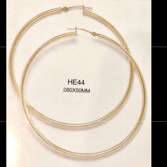 14k Solid Yellow Gold Hoop Earrings